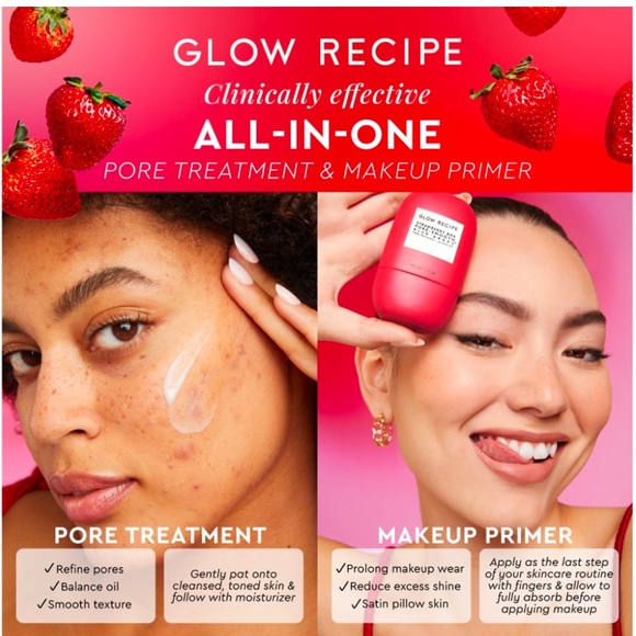 GLOW RECIPE STRAWBERRY 🍓 BHA PORE - SMOOTH BLUR DROPS SERUM NWT - Picture 6 of 11